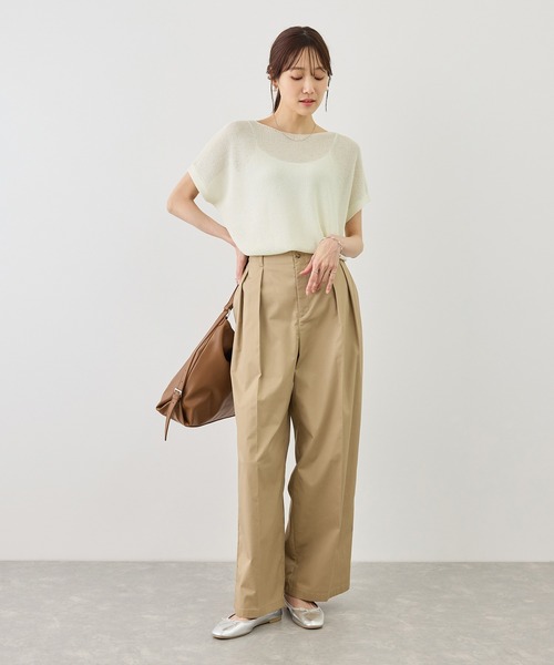 ROPE' PICNIC(ロペピクニック)の「プチスパンコールフレンチスリーブメッシュニット(ニット/セーター・レディース・オフホワイト/キャメル/サックスブルー/ブラック・FREE)」の10枚目の写真
