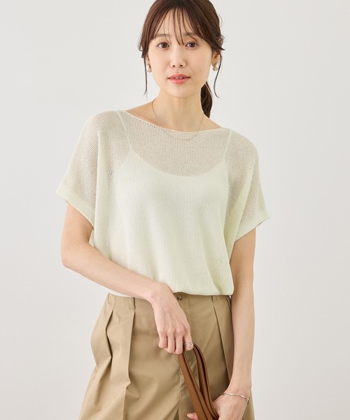 ROPE' PICNIC(ロペピクニック)の「プチスパンコールフレンチスリーブメッシュニット(ニット/セーター・レディース・オフホワイト/キャメル/サックスブルー/ブラック・FREE)」の12枚目の写真