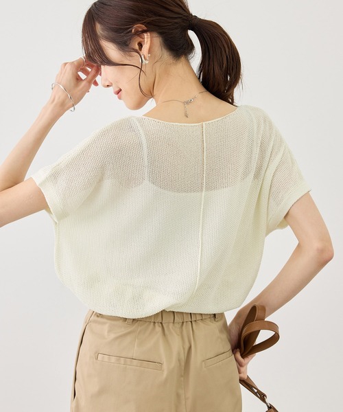 ROPE' PICNIC(ロペピクニック)の「プチスパンコールフレンチスリーブメッシュニット(ニット/セーター・レディース・オフホワイト/キャメル/サックスブルー/ブラック・FREE)」の16枚目の写真