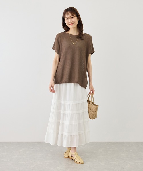 ROPE' PICNIC(ロペピクニック)の「プチスパンコールフレンチスリーブメッシュニット(ニット/セーター・レディース・オフホワイト/キャメル/サックスブルー/ブラック・FREE)」の18枚目の写真