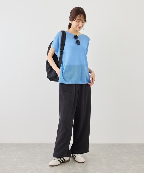 ROPE' PICNIC(ロペピクニック)の「プチスパンコールフレンチスリーブメッシュニット(ニット/セーター・レディース・オフホワイト/キャメル/サックスブルー/ブラック・FREE)」の22枚目の写真