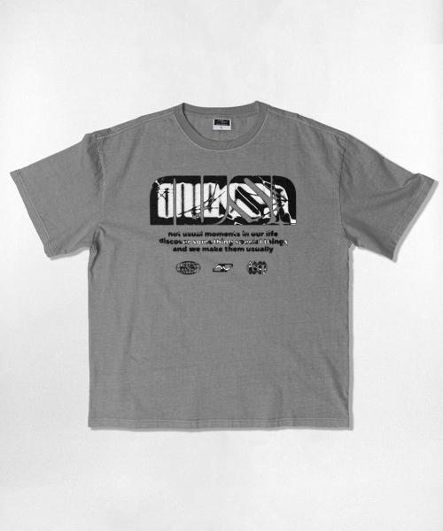 NOTUSUAL(ノットユージュアル)の「NUSL グランジロゴ オーバーサイズ ピグメント 半袖Tシャツ 5色(Tシャツ/カットソー・レディース・チャコール/チャコールグレー/グリーン/ベージュ/スカイブルー・MEDIUM/LARGE/SMALL/X-LARGE)」の7枚目の写真