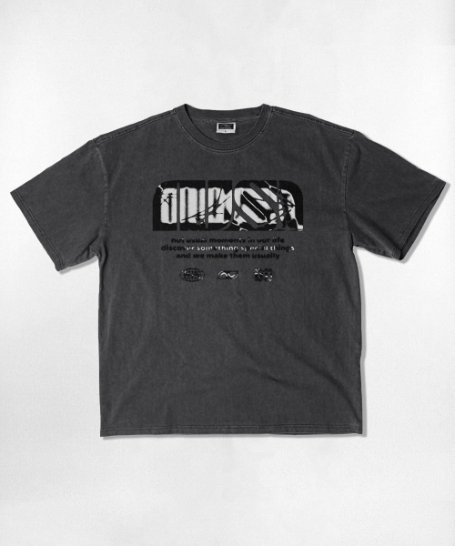 NOTUSUAL(ノットユージュアル)の「NUSL グランジロゴ オーバーサイズ ピグメント 半袖Tシャツ 5色(Tシャツ/カットソー・レディース・チャコール/チャコールグレー/グリーン/ベージュ/スカイブルー・MEDIUM/LARGE/SMALL/X-LARGE)」の10枚目の写真
