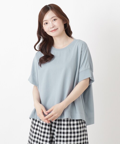 one'sterrace(ワンズテラス)の「【ひんやり】接触冷感 半袖プルオーバー(Tシャツ/カットソー・レディース・ブラウン系8/アイボリー系8/サックスブルー系8/ブラック系8/ブルー系その他7/グリーン系その他6・02)」の6枚目の写真