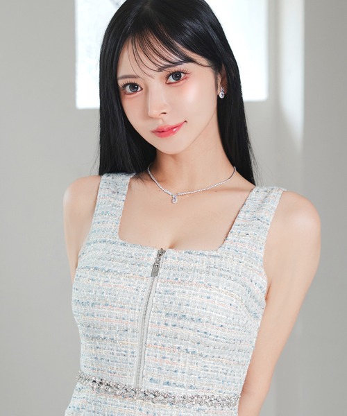 DAZZY（デイジー）の「ツイード谷間ジップウエストビジュータイトミニ丈キャバドレス（ドレス・レディース・ブルー・S/L/M）」の20枚目の写真