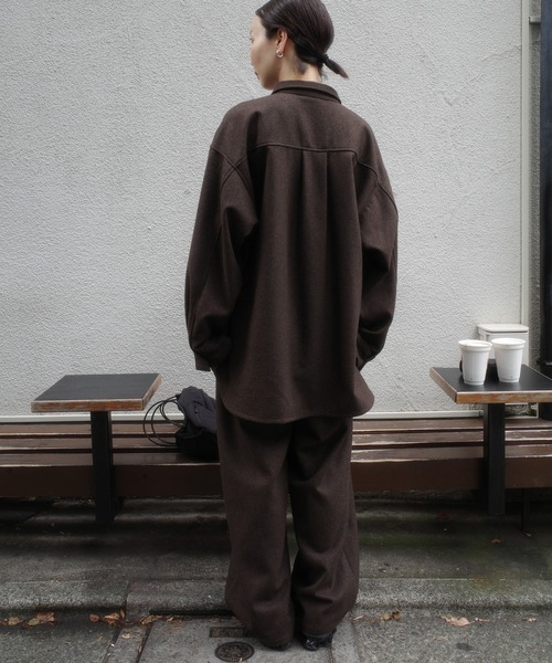 select MOCA by son(セレクトモカバイソン)の「ウールライクオーバーシャツ【セットアップ対応】【by SON】(シャツ/ブラウス・レディース・ブラウン/ブラック・FREE)」の10枚目の写真
