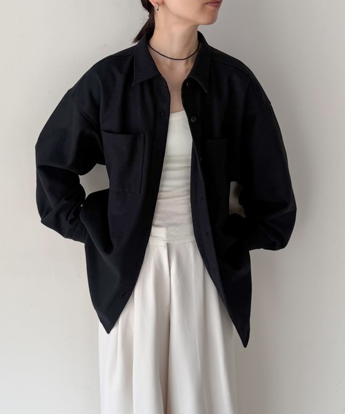 select MOCA by son(セレクトモカバイソン)の「ウールライクオーバーシャツ【セットアップ対応】【by SON】(シャツ/ブラウス・レディース・ブラウン/ブラック・FREE)」の16枚目の写真