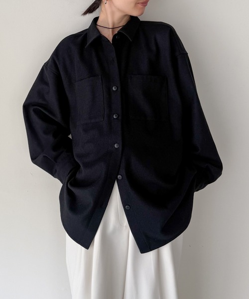select MOCA by son(セレクトモカバイソン)の「ウールライクオーバーシャツ【セットアップ対応】【by SON】(シャツ/ブラウス・レディース・ブラウン/ブラック・FREE)」の19枚目の写真
