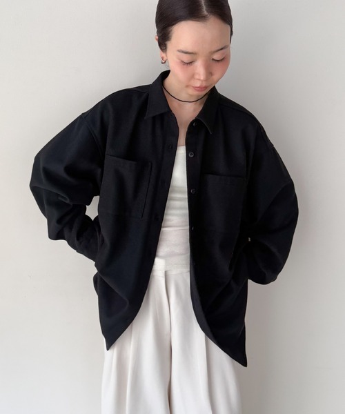 select MOCA by son(セレクトモカバイソン)の「ウールライクオーバーシャツ【セットアップ対応】【by SON】(シャツ/ブラウス・レディース・ブラウン/ブラック・FREE)」の20枚目の写真