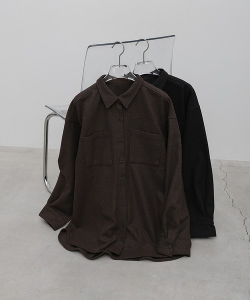 select MOCA by son(セレクトモカバイソン)の「ウールライクオーバーシャツ【セットアップ対応】【by SON】(シャツ/ブラウス・レディース・ブラウン/ブラック・FREE)」の22枚目の写真