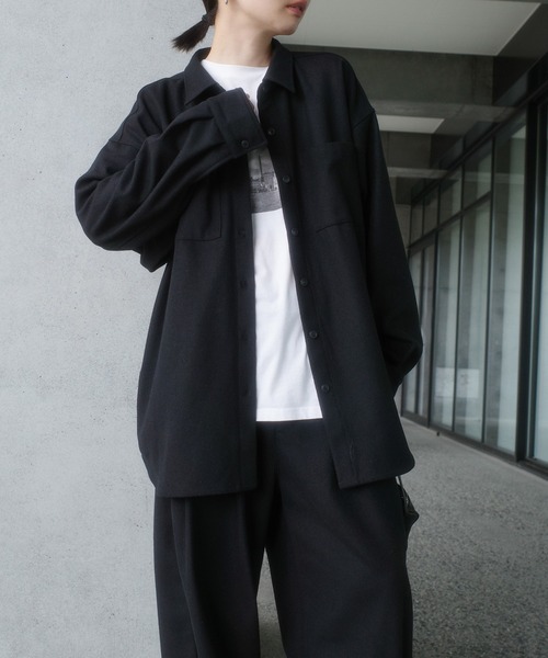select MOCA by son(セレクトモカバイソン)の「ウールライクオーバーシャツ【セットアップ対応】【by SON】(シャツ/ブラウス・レディース・ブラウン/ブラック・FREE)」の12枚目の写真