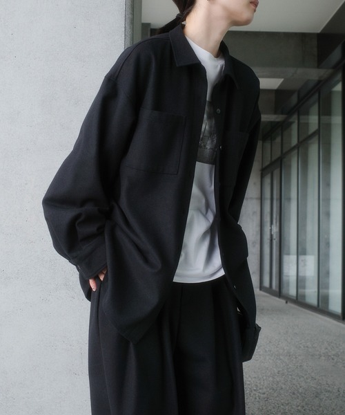 select MOCA by son(セレクトモカバイソン)の「ウールライクオーバーシャツ【セットアップ対応】【by SON】(シャツ/ブラウス・レディース・ブラウン/ブラック・FREE)」の14枚目の写真