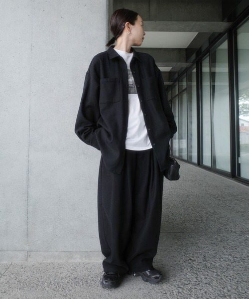 select MOCA by son(セレクトモカバイソン)の「ウールライクオーバーシャツ【セットアップ対応】【by SON】(シャツ/ブラウス・レディース・ブラウン/ブラック・FREE)」の13枚目の写真