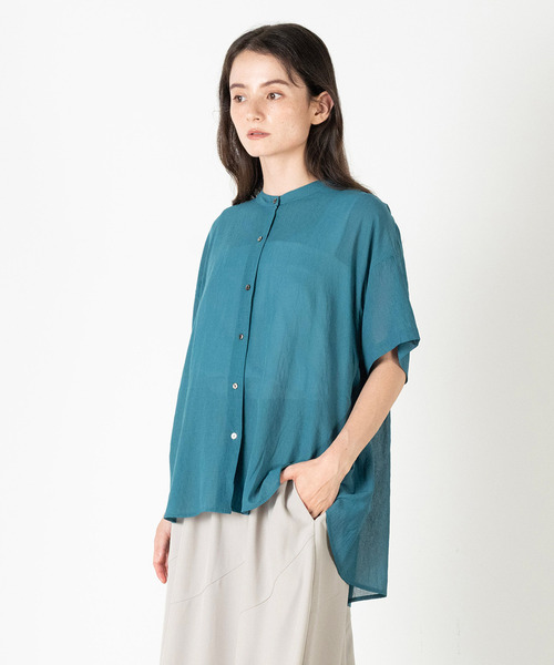 MELROSE claire(メルローズ クレール)の「【麻調シアーシャーリングブラウス】(シャツ/ブラウス・レディース・ブラウン/ブラック/アイボリー/ブルーグリーン・FREE)」の1枚目の写真