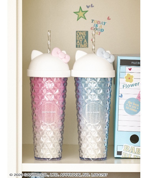 sanrio house(サンリオハウス)の「ハローキティ シルエットラメタンブラー(グラス/マグカップ/タンブラー・レディース・ライトブルー/ライトピンク・F)」の3枚目の写真