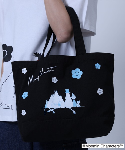 MARY QUANT　青い花の装飾付きトートバッグ　新品 MOOMIN×MQキャンバス トート（トートバッグ）｜MARY QUANT（マリー