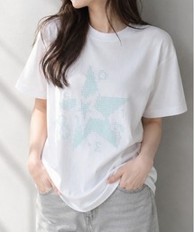 【シルエット選べる2サイズ】【&soiree】クロスステッチ風Tシャツ