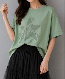 【シルエット選べる2サイズ】【&soiree】クロスステッチ風Tシャツ