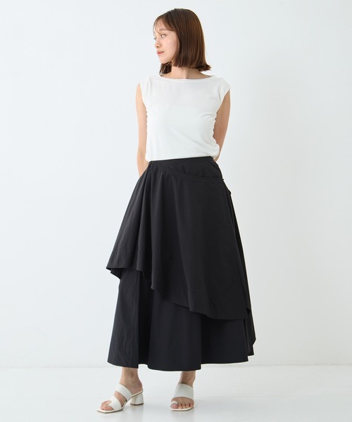 STUDIOUS(ステュディオス)の「【STUDIOUS/ステュディオス】Asymmetry Wrap Layer Skirt/アシンメトリーラップレイヤースカート/ウォッシャブル/オフィスカジュアル(スカート・レディース・カーキ/ブラック・FREE)」の10枚目の写真