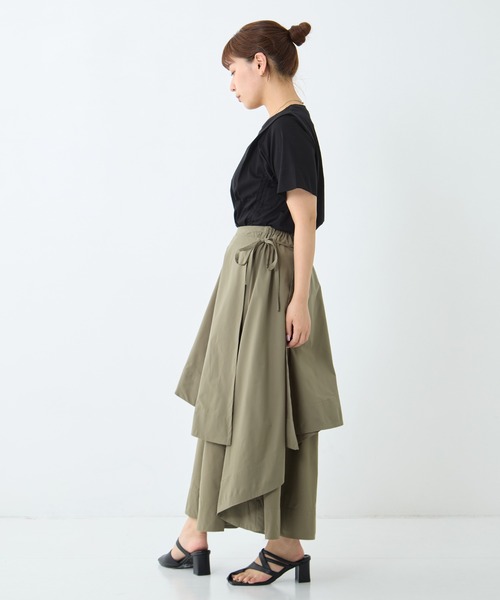 STUDIOUS(ステュディオス)の「【STUDIOUS/ステュディオス】Asymmetry Wrap Layer Skirt/アシンメトリーラップレイヤースカート/ウォッシャブル/オフィスカジュアル(スカート・レディース・カーキ/ブラック・FREE)」の8枚目の写真