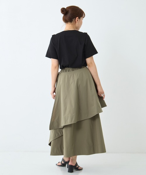 STUDIOUS(ステュディオス)の「【STUDIOUS/ステュディオス】Asymmetry Wrap Layer Skirt/アシンメトリーラップレイヤースカート/ウォッシャブル/オフィスカジュアル(スカート・レディース・カーキ/ブラック・FREE)」の9枚目の写真