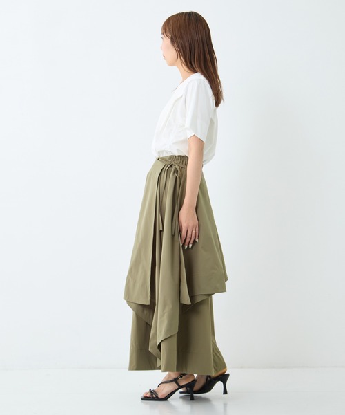 STUDIOUS(ステュディオス)の「【STUDIOUS/ステュディオス】Asymmetry Wrap Layer Skirt/アシンメトリーラップレイヤースカート/ウォッシャブル/オフィスカジュアル(スカート・レディース・カーキ/ブラック・FREE)」の5枚目の写真