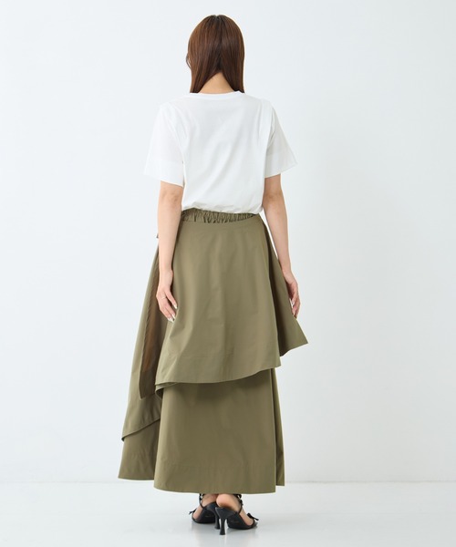 STUDIOUS(ステュディオス)の「【STUDIOUS/ステュディオス】Asymmetry Wrap Layer Skirt/アシンメトリーラップレイヤースカート/ウォッシャブル/オフィスカジュアル(スカート・レディース・カーキ/ブラック・FREE)」の6枚目の写真