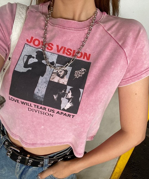 non-hedge（ノンヘッジ）の「ブリーチ転写ショート丈Tシャツ（Tシャツ/カットソー・レディース・ブラック/ピンク/ブルー/グレー・FREE）」の4枚目の写真