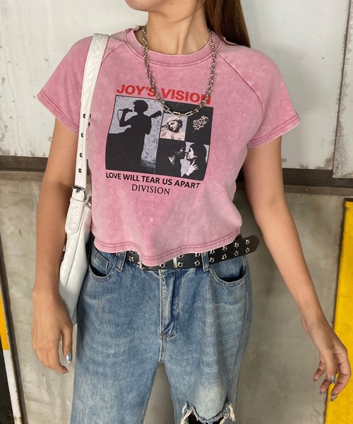 non-hedge（ノンヘッジ）の「ブリーチ転写ショート丈Tシャツ（Tシャツ/カットソー・レディース・ブラック/ピンク/ブルー/グレー・FREE）」の9枚目の写真