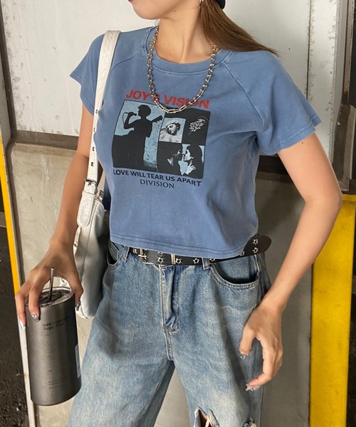 non-hedge（ノンヘッジ）の「ブリーチ転写ショート丈Tシャツ（Tシャツ/カットソー・レディース・ブラック/ピンク/ブルー/グレー・FREE）」の13枚目の写真