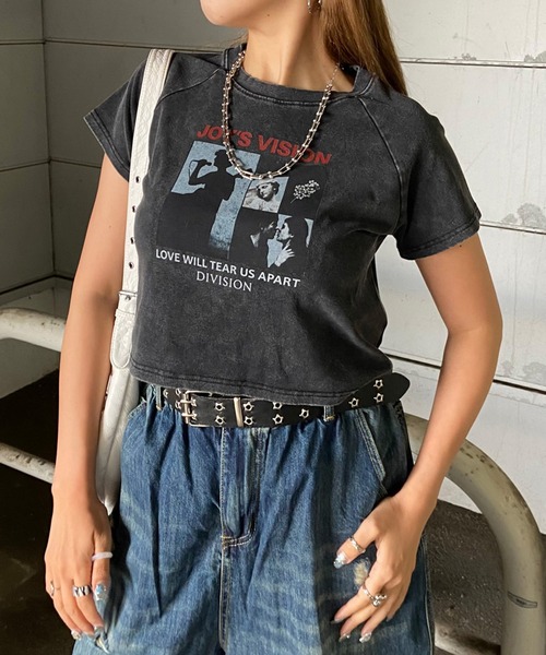 non-hedge（ノンヘッジ）の「ブリーチ転写ショート丈Tシャツ（Tシャツ/カットソー・レディース・ブラック/ピンク/ブルー/グレー・FREE）」の17枚目の写真