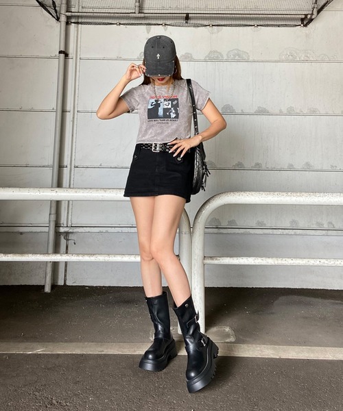 non-hedge（ノンヘッジ）の「ブリーチ転写ショート丈Tシャツ（Tシャツ/カットソー・レディース・ブラック/ピンク/ブルー/グレー・FREE）」の19枚目の写真