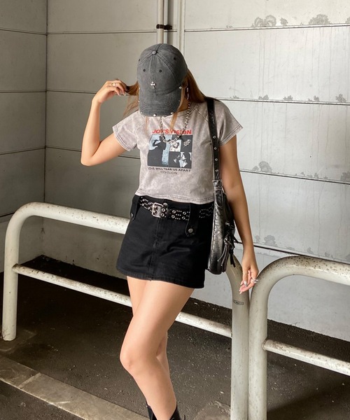 non-hedge（ノンヘッジ）の「ブリーチ転写ショート丈Tシャツ（Tシャツ/カットソー・レディース・ブラック/ピンク/ブルー/グレー・FREE）」の20枚目の写真