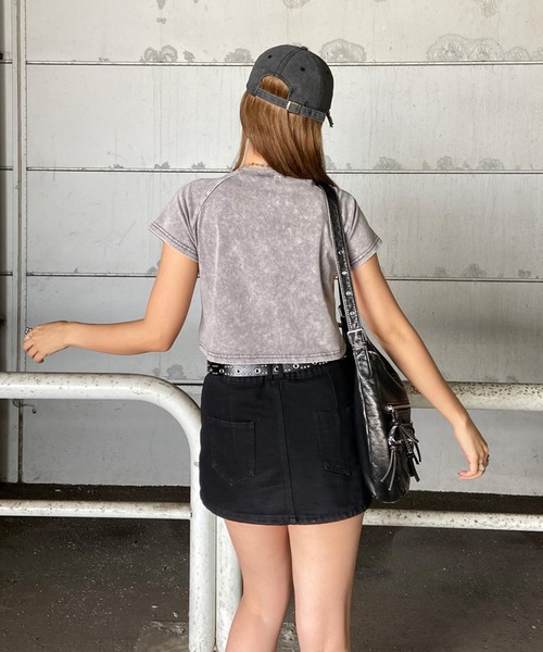 non-hedge（ノンヘッジ）の「ブリーチ転写ショート丈Tシャツ（Tシャツ/カットソー・レディース・ブラック/ピンク/ブルー/グレー・FREE）」の22枚目の写真