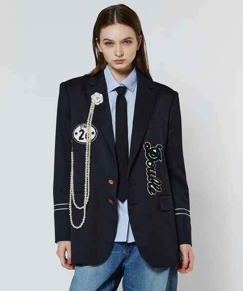 DOUBLE STANDARD CLOTHING(ダブルスタンダードクロージング)の「ウールブローチジャケット(テーラードジャケット・レディース・ネイビー・38/36)」の2枚目の写真