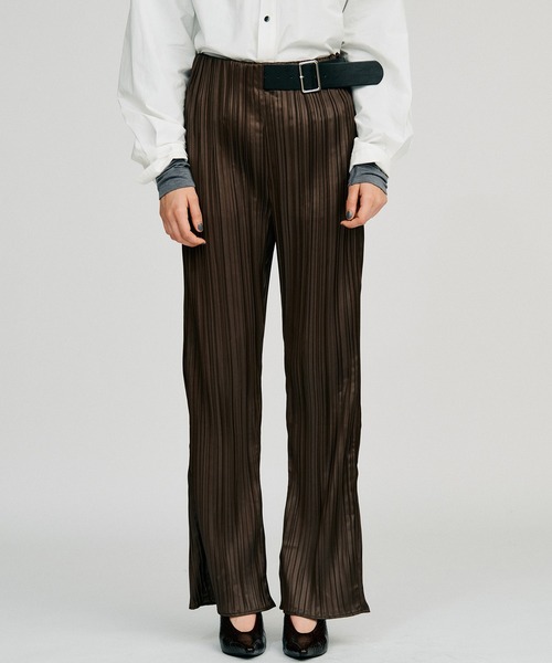 PRANK PROJECT(プランクプロジェクト)の「【2026Autumn Pre-Order】ベルテッドプリーツパンツ / Belted Pleated Pants(その他パンツ・レディース・ブラウン/ブラック・38/36)」の2枚目の写真