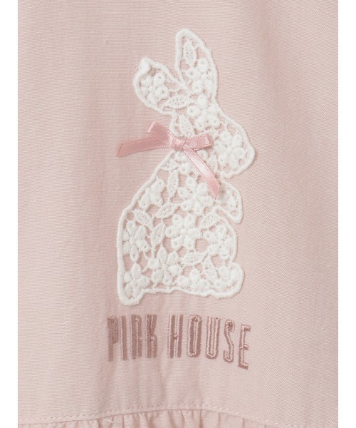PINK HOUSE(ピンクハウス)の「レースうさぎアップリケ付きダンガリーワンピース(ワンピース・レディース・ブラック/ライトベージュ/ピンク/インディゴブルー・フリー)」の7枚目の写真
