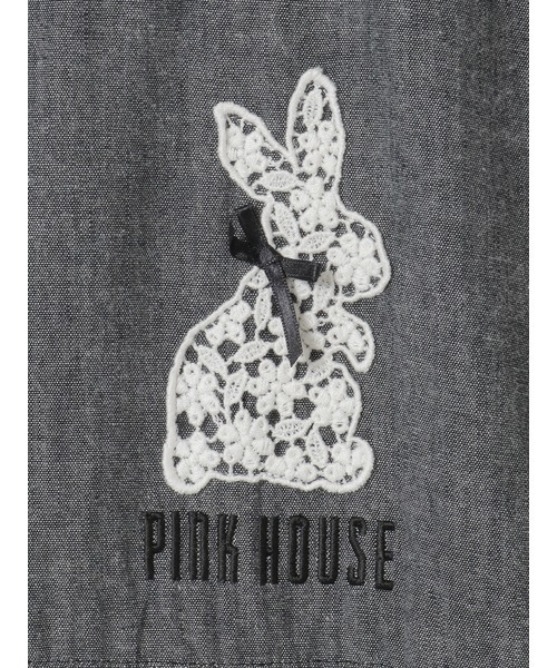 PINK HOUSE(ピンクハウス)の「レースうさぎアップリケ付きダンガリーワンピース(ワンピース・レディース・ブラック/ライトベージュ/ピンク/インディゴブルー・フリー)」の8枚目の写真
