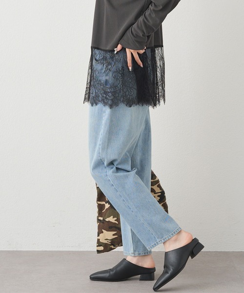 PUAL CE CIN(ピュアルセシン)の「縦ストレッチデニムパンツ(デニムパンツ・レディース・ブルー/インディゴブルー・FREE)」の4枚目の写真