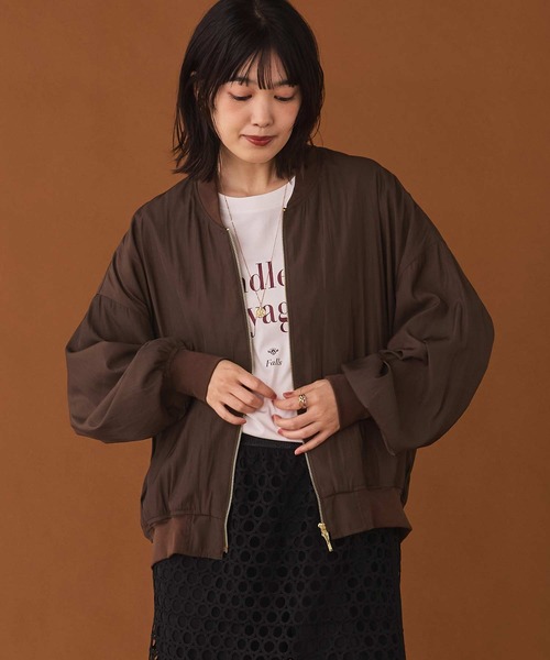 Gready Brilliant(グレディブリリアン)の「割繊サテンMA-1(MA-1・レディース・ブラウン/カーキ・38)」の4枚目の写真