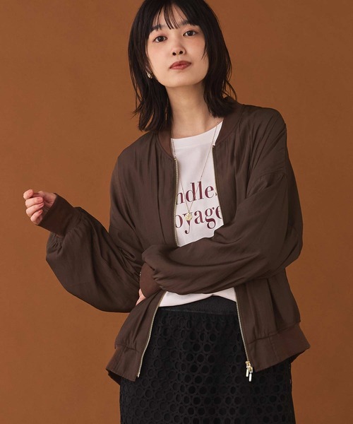 Gready Brilliant(グレディブリリアン)の「割繊サテンMA-1(MA-1・レディース・ブラウン/カーキ・38)」の3枚目の写真