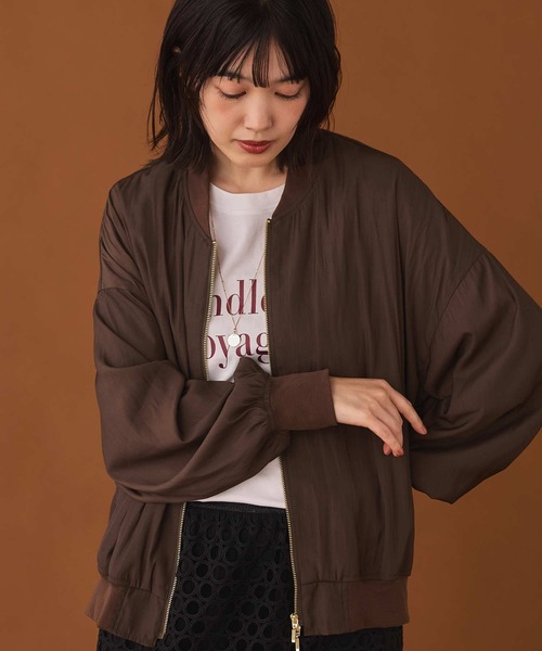 Gready Brilliant(グレディブリリアン)の「割繊サテンMA-1(MA-1・レディース・ブラウン/カーキ・38)」の8枚目の写真