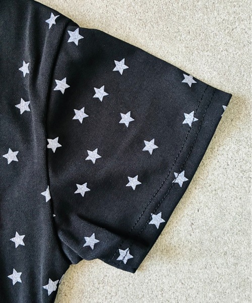 SHEPP（シープ）の「星柄 リンガー風 ビッグロゴタイト半袖Tシャツ フレンチスリーブ（Tシャツ/カットソー・レディース・ブラック・L/M）」の4枚目の写真