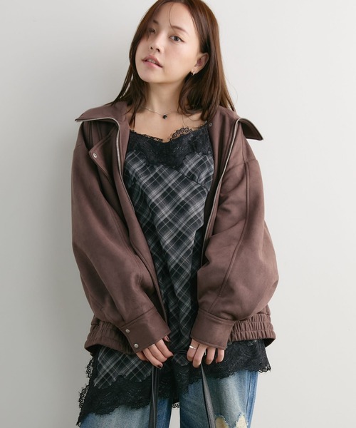 archives(アルシーヴ)の「レーストリムチェックミニキャミワンピース(ワンピース・レディース・ブラック/ブラウン・MEDIUM)」の2枚目の写真