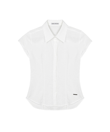 CAP SLEEVE STRIPE SHIRT_WHITE