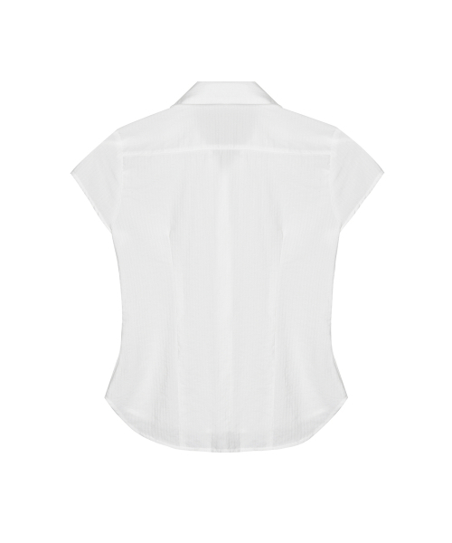 NICK&NICOLE(ニックアンドニコール)の「CAP SLEEVE STRIPE SHIRT_WHITE(シャツ/ブラウス・レディース・その他・FREE)」の2枚目の写真