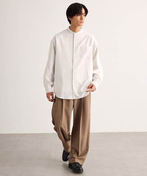 MONO-MART(モノマート)の「【EASY COMFORTシリーズ】ハイコンフォート フレンチフロント バンドカラーシャツ<イージーケア・速乾・UVカット>(シャツ/ブラウス・メンズ・オフホワイト/モカ/ブルー系/ブルー系2/スミクロ/チャコール・S/L/M)」の16枚目の写真