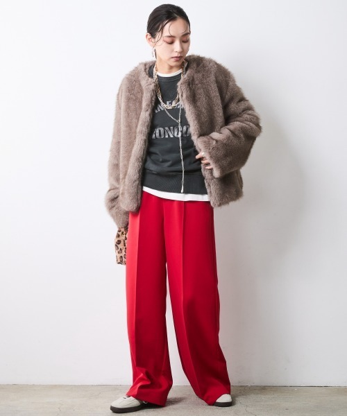 CHIC STYLE(シックスタイル)の「カラーワイドパンツ<大きいサイズ有>シックスタイル(その他パンツ・レディース・レッド/ブラック・5L/4L/3L/LL/L/M)」の9枚目の写真