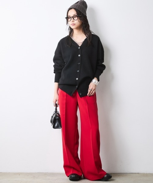 CHIC STYLE(シックスタイル)の「カラーワイドパンツ<大きいサイズ有>シックスタイル(その他パンツ・レディース・レッド/ブラック・5L/4L/3L/LL/L/M)」の11枚目の写真