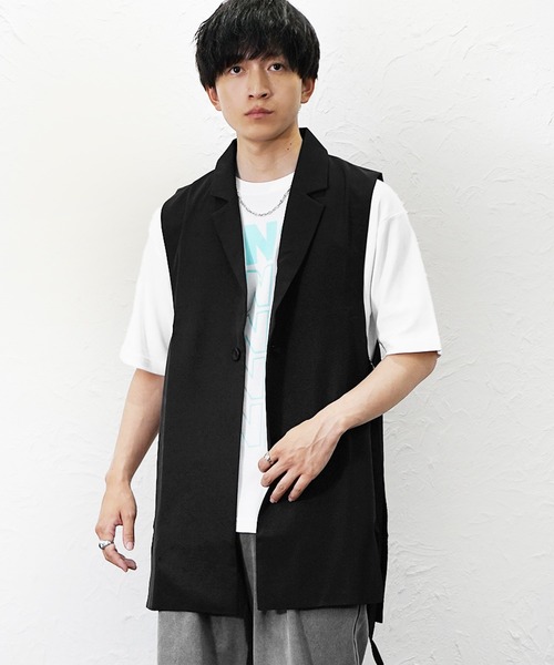 MinoriTY(マイノリティ)の「【MinoriTY】テーラードロングジレ メンズ 夏服 ユニセックス(ベスト・メンズ・ベージュ/ブラック・L/M)」の4枚目の写真